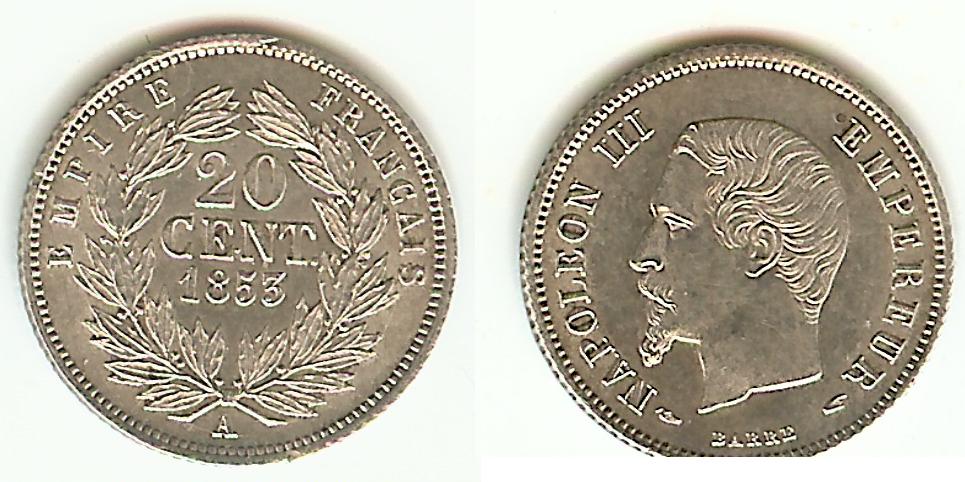 20 Centimes Napoléon III 1853A Unc